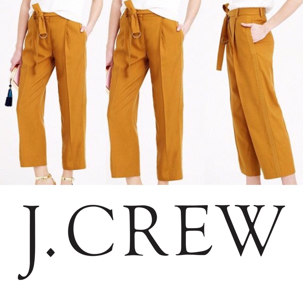J. Crew Mustard Yellow Tie-Waist Trousers